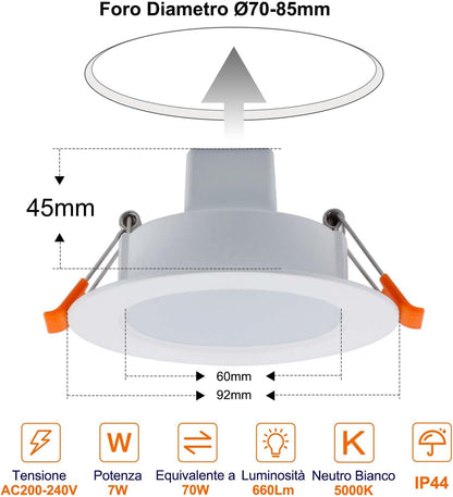 Set 4 Faretti LED da Incasso Smart, RGB, 7W 660 Lumen, Funziona con Alexa e Google Assistant.
