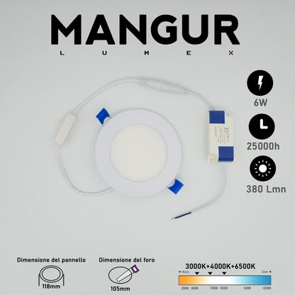 Faretto LED da Incasso Rotondo CCT 6W 380 Lumen