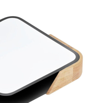 Plafoniera LED Quadrata Legno Naturale Nera Dimmerabile CCT 24W 2400LM Con Telecomando