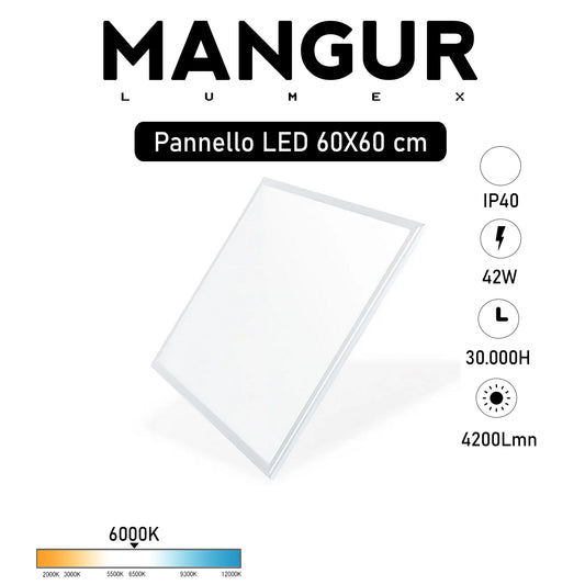 Pannello LED 60x60 - 42W, 6000K, 4200 Lumen