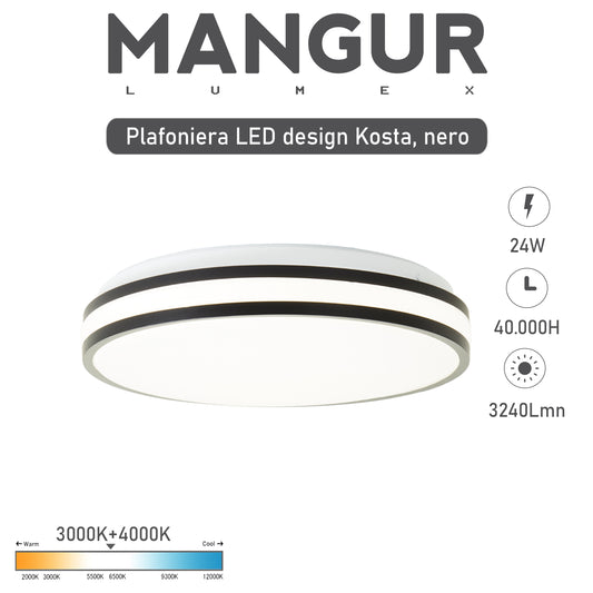 Plafoniera LED Circolare 4000k Luce Naturale Dimmerabile 24W 3240LM Ø39